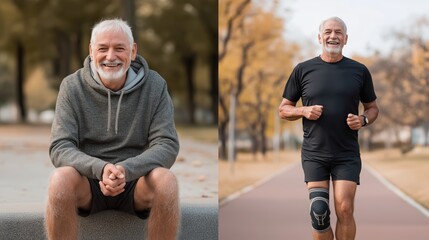 Aging Gracefully: An elderly gentleman embraces life's journey with vitality, capturing the essence of active senior years.