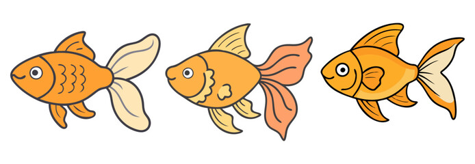 Three cartoon goldfish swimming together illustration for kids goldfish art and goldfish images