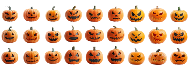 Diverse Expressions of Halloween Pumpkins for Seasonal Decor