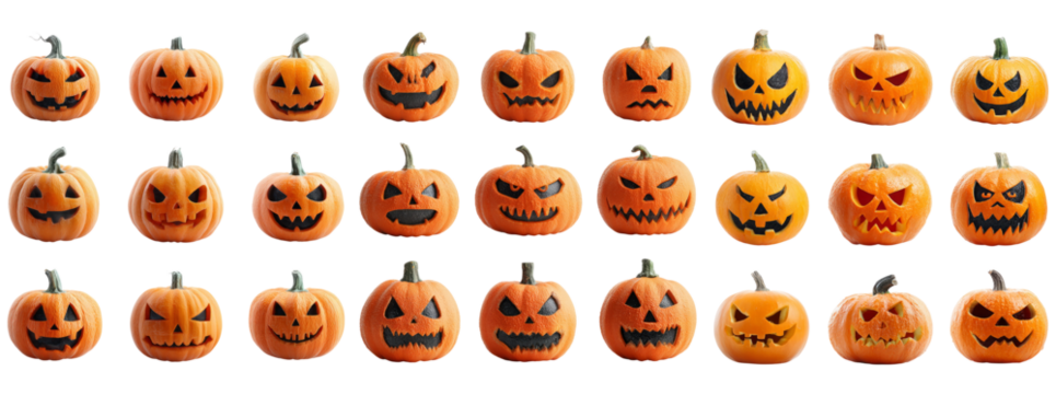 Diverse Expressions of Halloween Pumpkins for Seasonal Decor