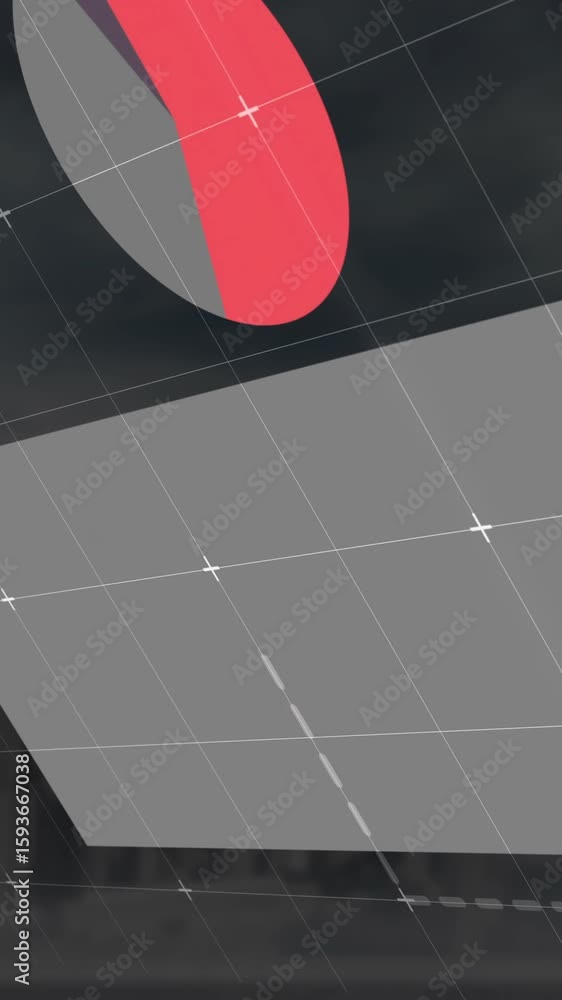 Poster animation of digital graphs and data visualization overlaying cityscape background