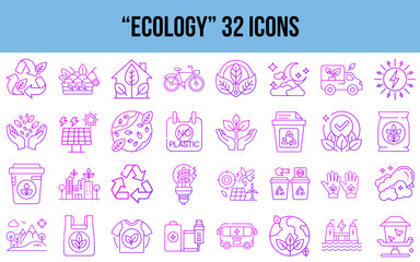 Collection of ecology icons featuring sustainable living concepts  
