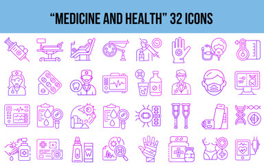 Fototapeta premium Medicine and Health icons set in vibrant pink style 