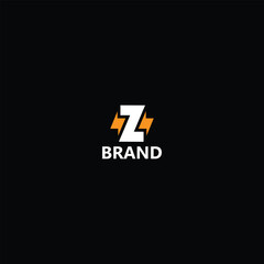 Letter Z Lightning Energy Logo with black background. 