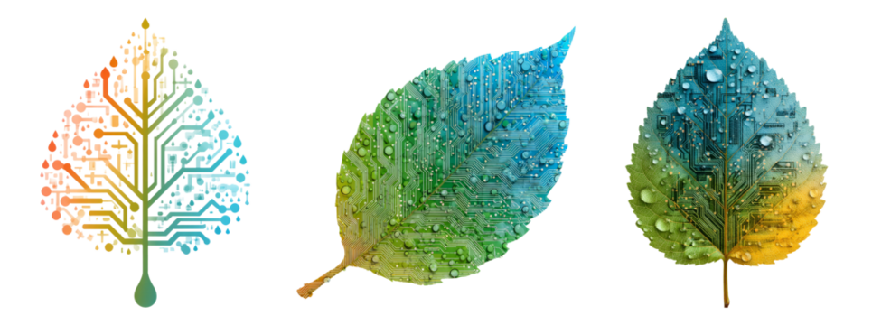 Abstract Fusion of Nature and Technology in Colorful Leaf Designs