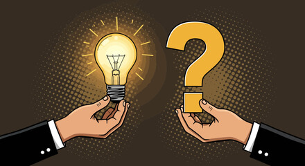 Conceptual illustration depicting problem-solving and idea generation process