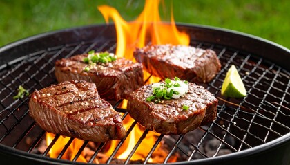 Grilled Beef With Flame, Japanese Yakiniku.