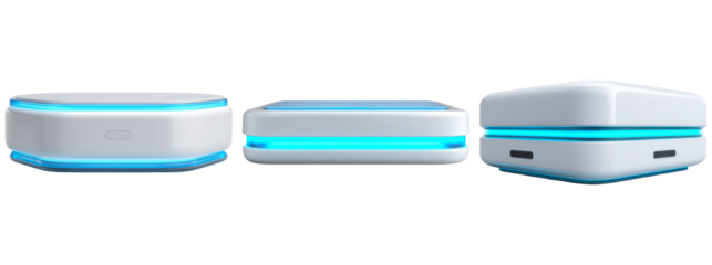 Futuristic Device with Blue LED Illumination and Sleek Design