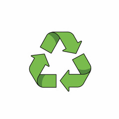 Obraz premium Green recycling symbol featuring three arrows forming a triangular loop on a white background.