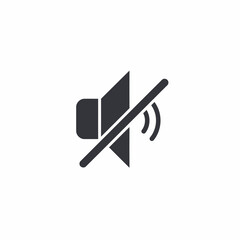 A graphic icon depicting a speaker with a diagonal line through it, representing the concept of mute or silence.