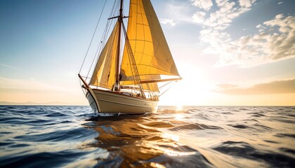 Sailing yacht at sunset