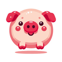 Pink piggy bank, cute cartoon farm animal illustration