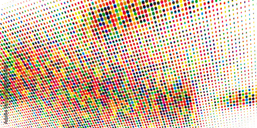Poster colorful halftone dot pattern background with retro pop art style on white backdrop.vector.eps10