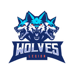 Wolves athletic club vector logo concept isolated on white background. Modern sport team mascot badge design. E-sports team logo template with animal vector illustration