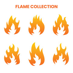 Flame Icon Set – Gradient Fire Symbol Collection