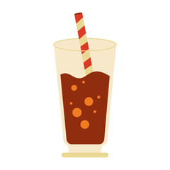 Glass of Soda with Straw. Flat Vector Illustration of Fizzy Drink