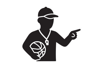 Basketball Coach icon silhouette vector with white background