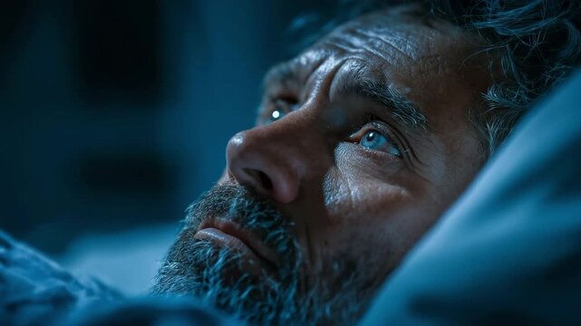 In the hospital bed, a critically ill patient is slowly regaining consciousness while exhibiting a great deal of mental distress as they recover from a catastrophic medical emergency.