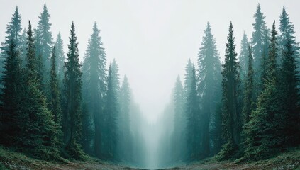 Misty forest path
