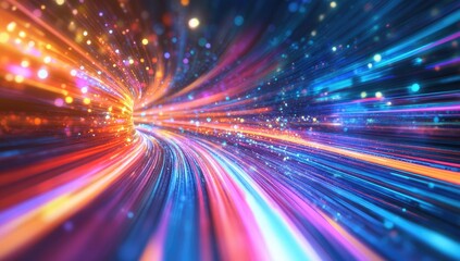 Fototapeta premium Abstract tunnel of vibrant light streaks