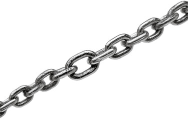 Obraz premium Silver chain isolated transparent background, showcasing its intricate links and metallic texture. This captures elegance and strength of chain, making it suitable for various design applications