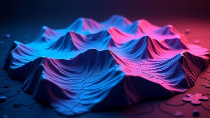 Naklejka premium Abstract Blue Pink Textured Landscape Model image