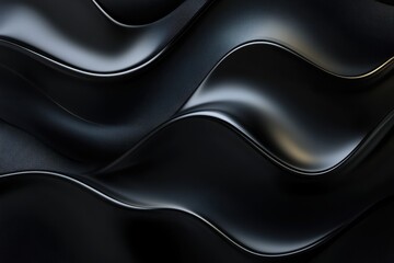 Obraz premium Abstract black wavy surface with textile background detail. Good for textures, backgrounds, and modern, elegant graphic designs.