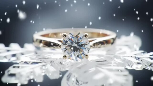 Diamond ring with snowflake, and winter. - Powered by Adobe