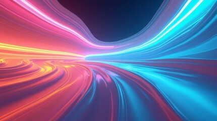 Abstract Pink Blue Neon Light Swirl Tunnel Background