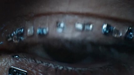 Quantum digital eye interface showcasing futuristic cybernetic technology and innovation with intricate circuits and glowing quantum data patterns. - Powered by Adobe