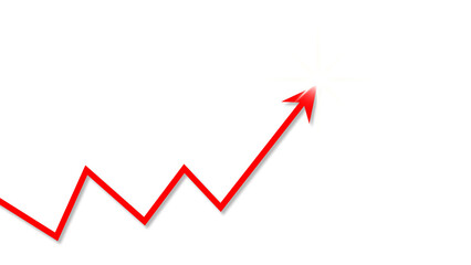 Obraz premium Red upward arrow graph with starburst on transparent background 