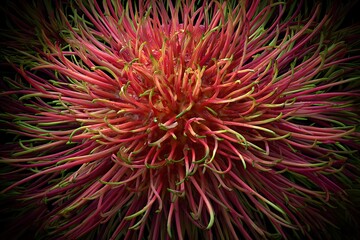 Rambutan Close-up of a rambutan with pink spiky hair