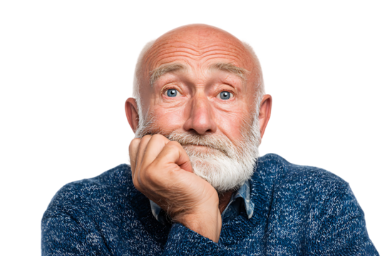 Thoughtful senior man with beard, pensive expression. - Powered by Adobe