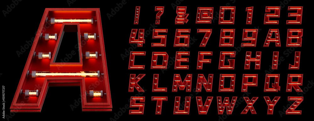 Poster bright neon font with fluorescent tubes.metallic futuristic cyberpunk alphabet. 3d rendering isolate