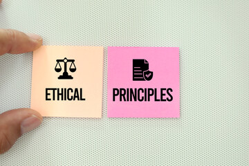 wooden puzzle with the word ethical principles. ethical concept. autonomy, beneficence, justice,...