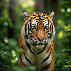 Obraz premium Image of a Majestic Tiger Staring Forward, Wildlife, Carnivore, Nature, Power