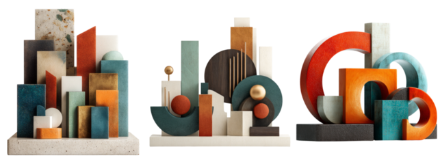 Abstract Modern Art with Geometric Shapes and Colorful Design Elements