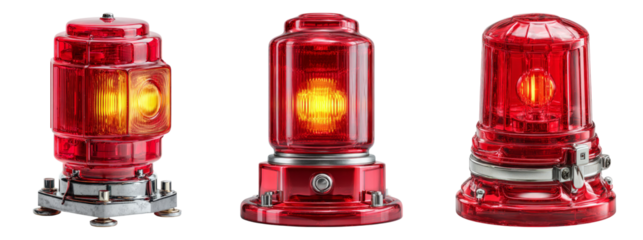 Red Emergency Light with Transparent Background for Warning Alerts