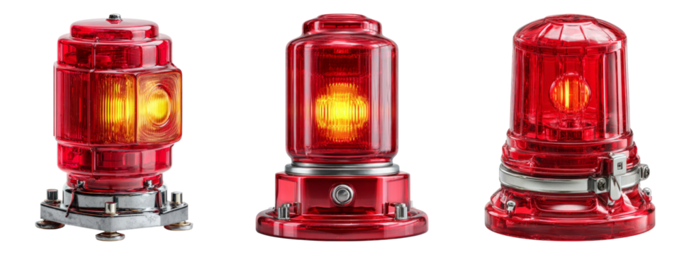 Red Emergency Light with Transparent Background for Warning Alerts