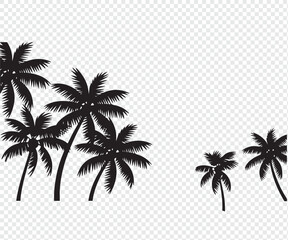 Tropical Coconut Tree Silhouette Icon Set. Minimal Black Silhouette of a Coconut Palm Tree Isolated Coconut Tree Silhouette on White Background
