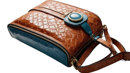 Stylish leather handbag with quilted design in brown and blue  