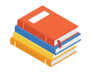 isometric book stack illustration, modern flat design vector