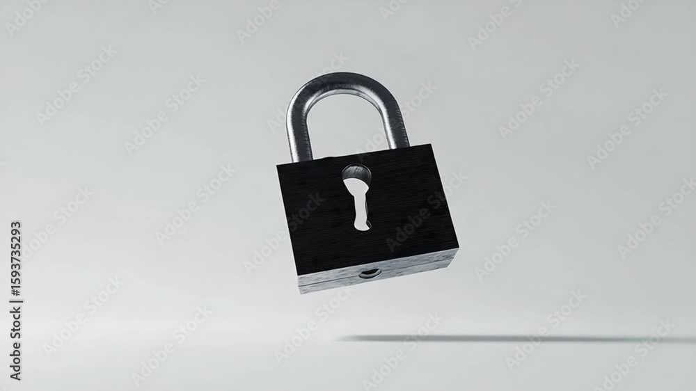 Aufkleber metallic padlock floating in a bright studio environment symbolizing security