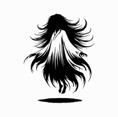 Fototapeta premium Yurei Ghost Woman Silhouette – Traditional Japanese Spirit Vector