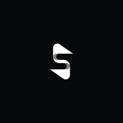 Modern and Sleek Crafted Fold Paper Letter S Logo with black background. 