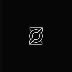 Letter ZO or OZ Linear Monogram with black background. 