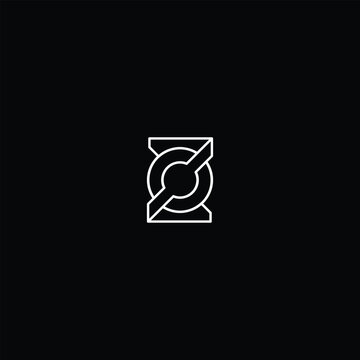 Letter ZO or OZ Linear Monogram with black background. 
