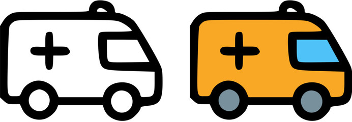 Obraz premium Two Simple Ambulance Icons: Black and Orange