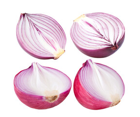 fresh slice red onion on transparent png (Image from camera)