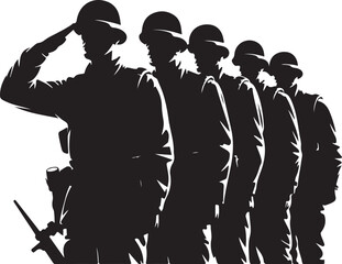 Army Saluting Soldier Black and White Clipart

